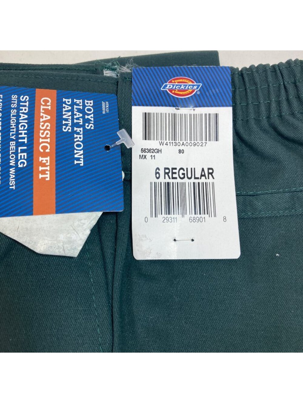 Dickies Boys Classic Fit Flat Front Pants Straight Leg 6 Regular Green